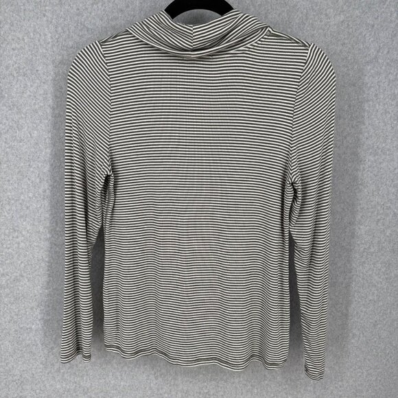 Anthropologie Pure Good Striped Cowl Neck Top Size XL Army Green White Rib Knit - Picture 3 of 11
